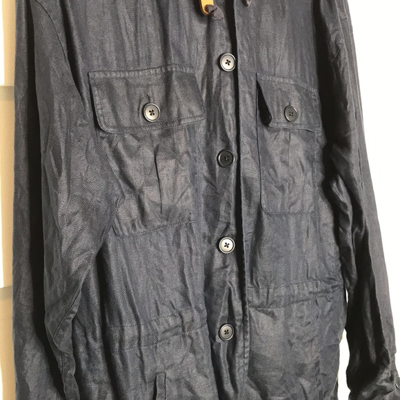 Lauren Ralph Lauren 100% Linen Lightweight Hooded Jacket in Navy - Picture 3 of 12